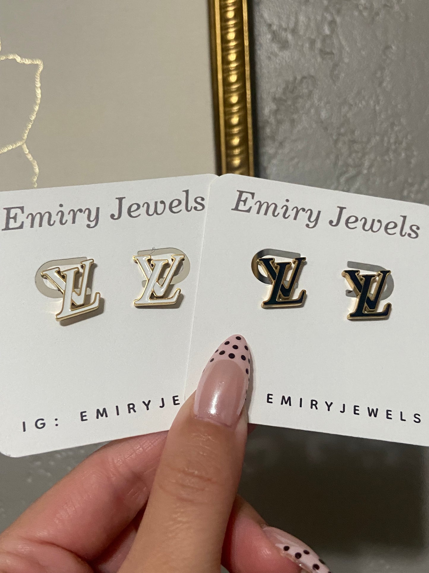 Gold LV Stainless Steel Earrings
