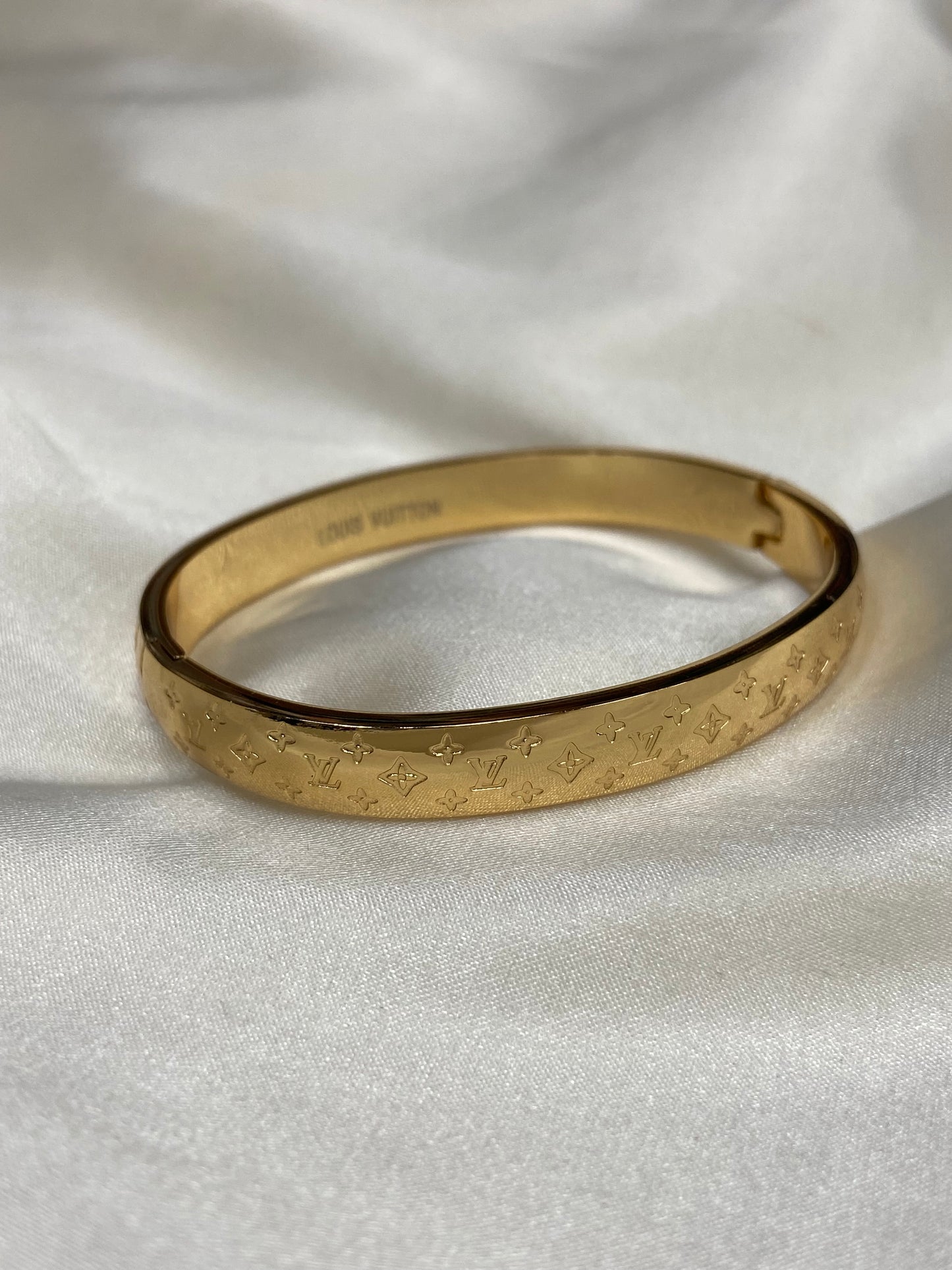 LV Monogram Stainless Steel Gold Bangle