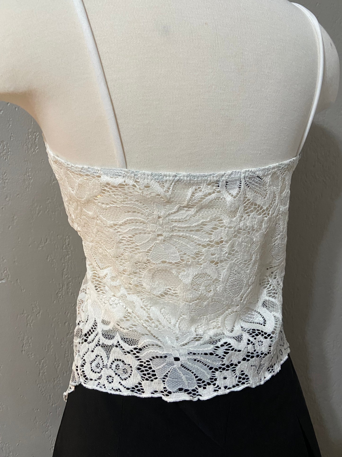 White Lace Twist Front Top