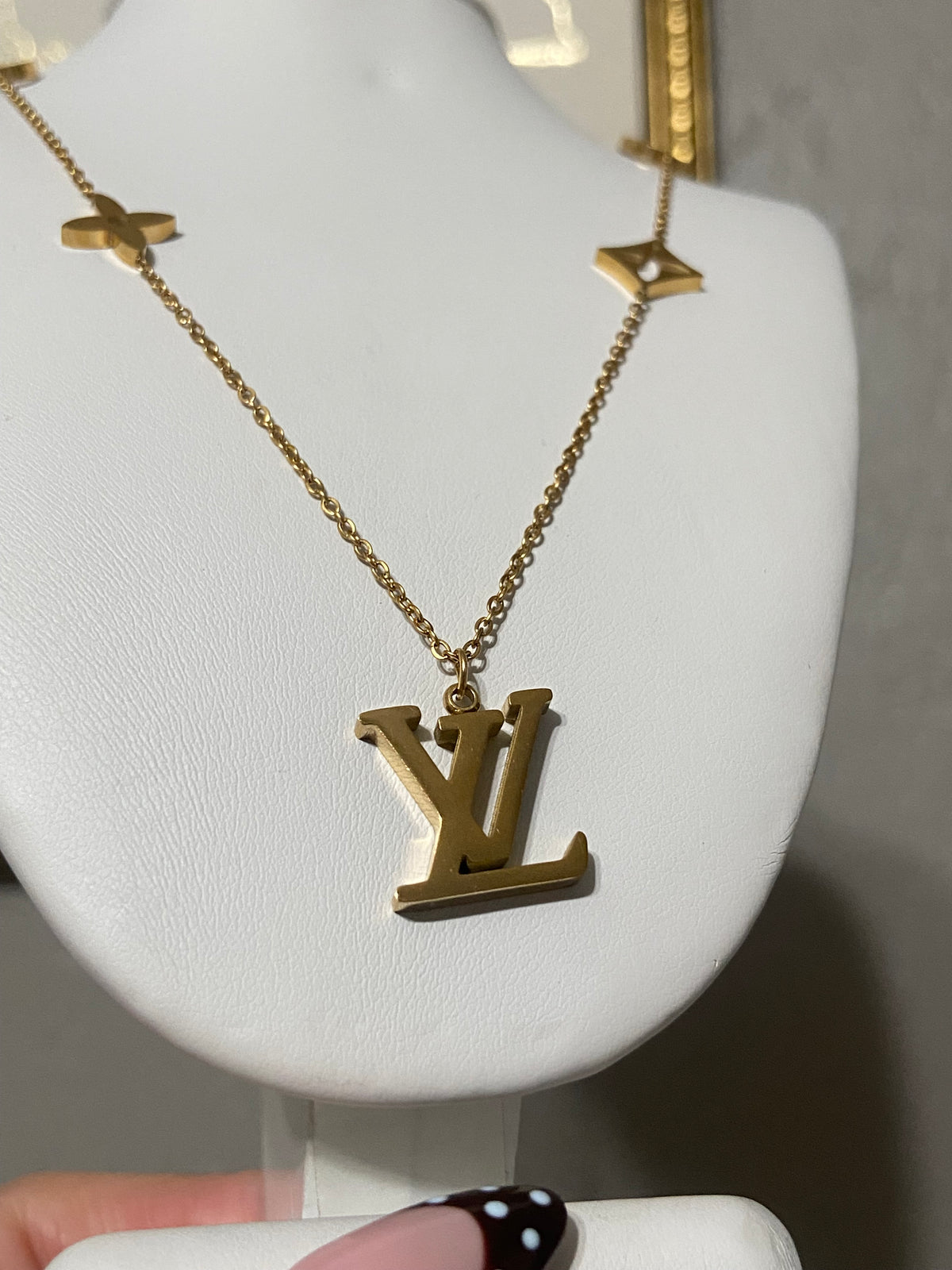 Gold LV Stainless Steel Necklace