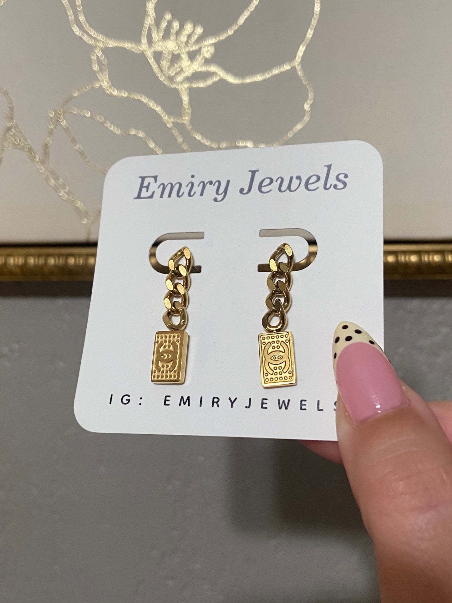 CC Stainless Steel Gold Drop Earrings