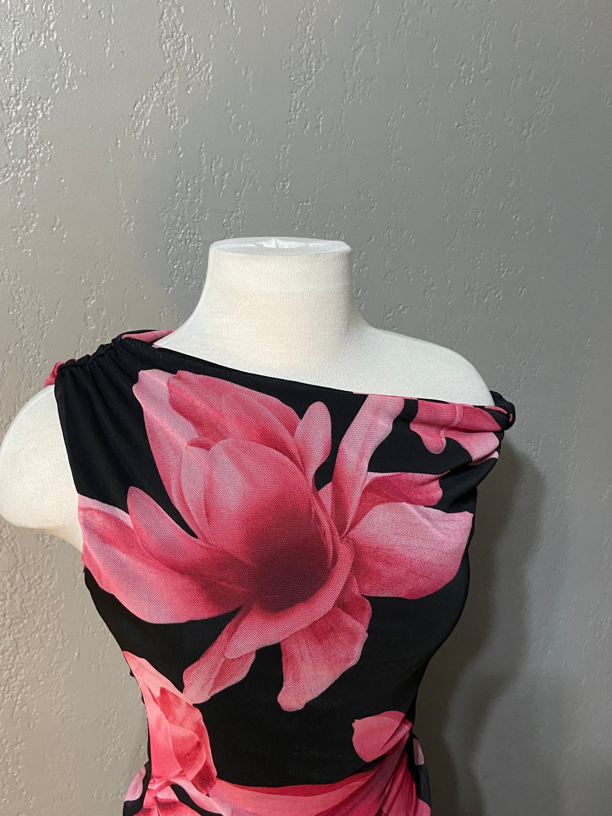 Floral Asymmetrical Mesh Top