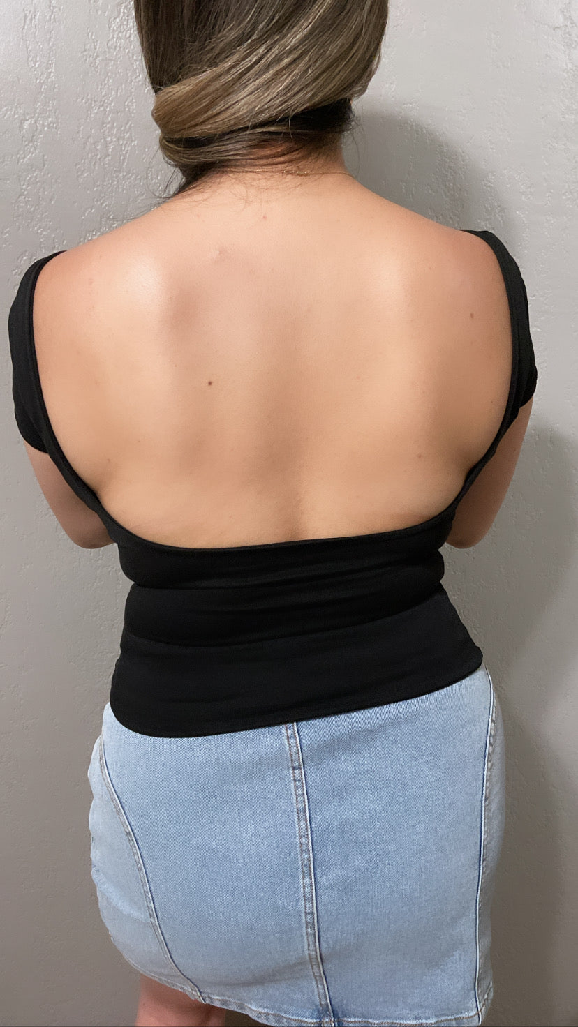 LAST CHANCE - Black Open Back Double Layered Top