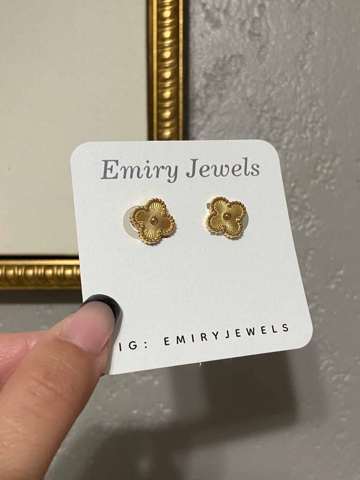 V C A Gold Clover Stainless Steel Stud Earrings