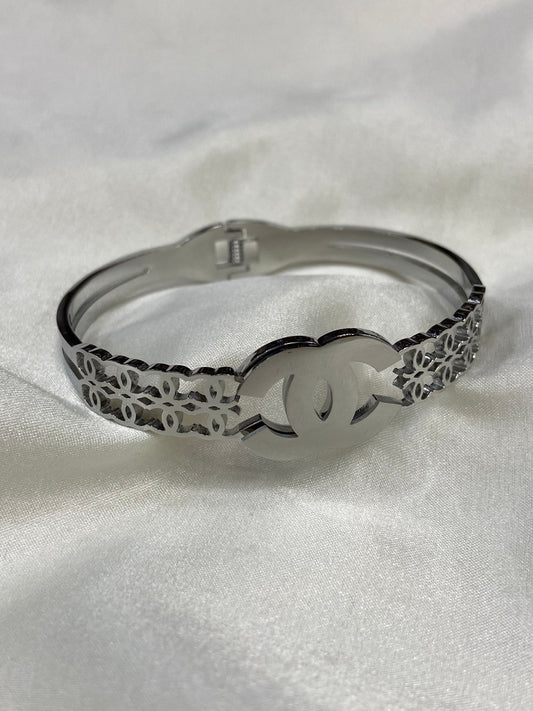 Silver CC Stainless Steel Braclelet