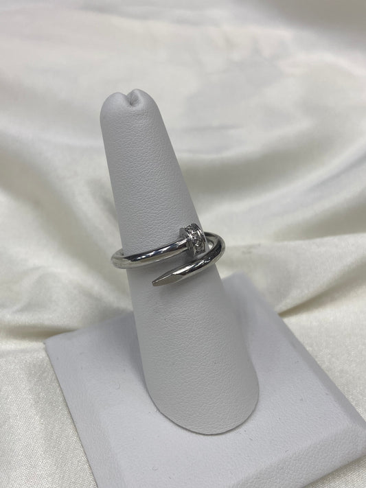 Nailed It Stainless Steel Silver CZ Ring