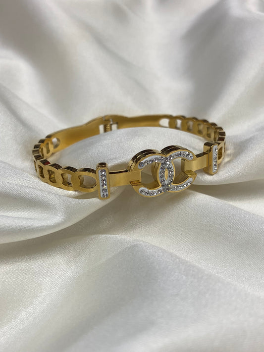 CC CZ Stainless Steel Gold Bracelet