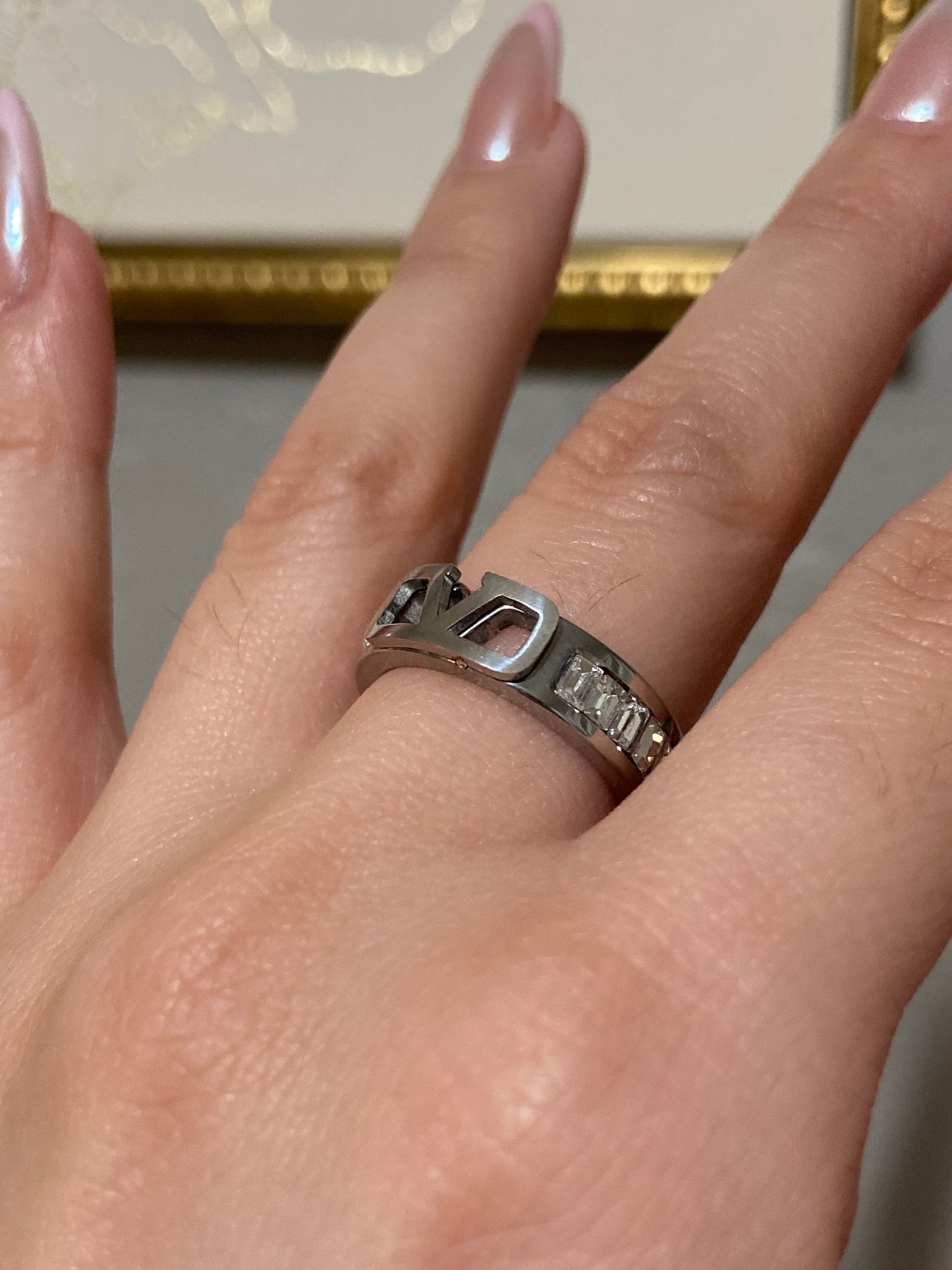 Valentin Silver CZ Stainless Steel Ring