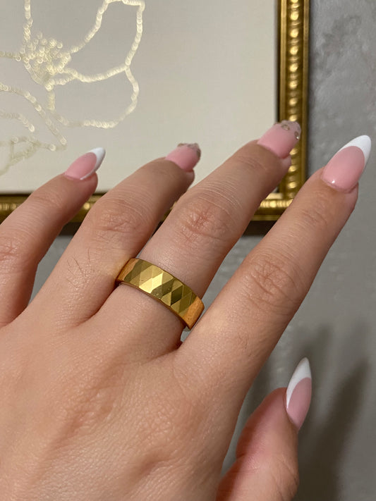 Gold Disco Stainless Steel Ring
