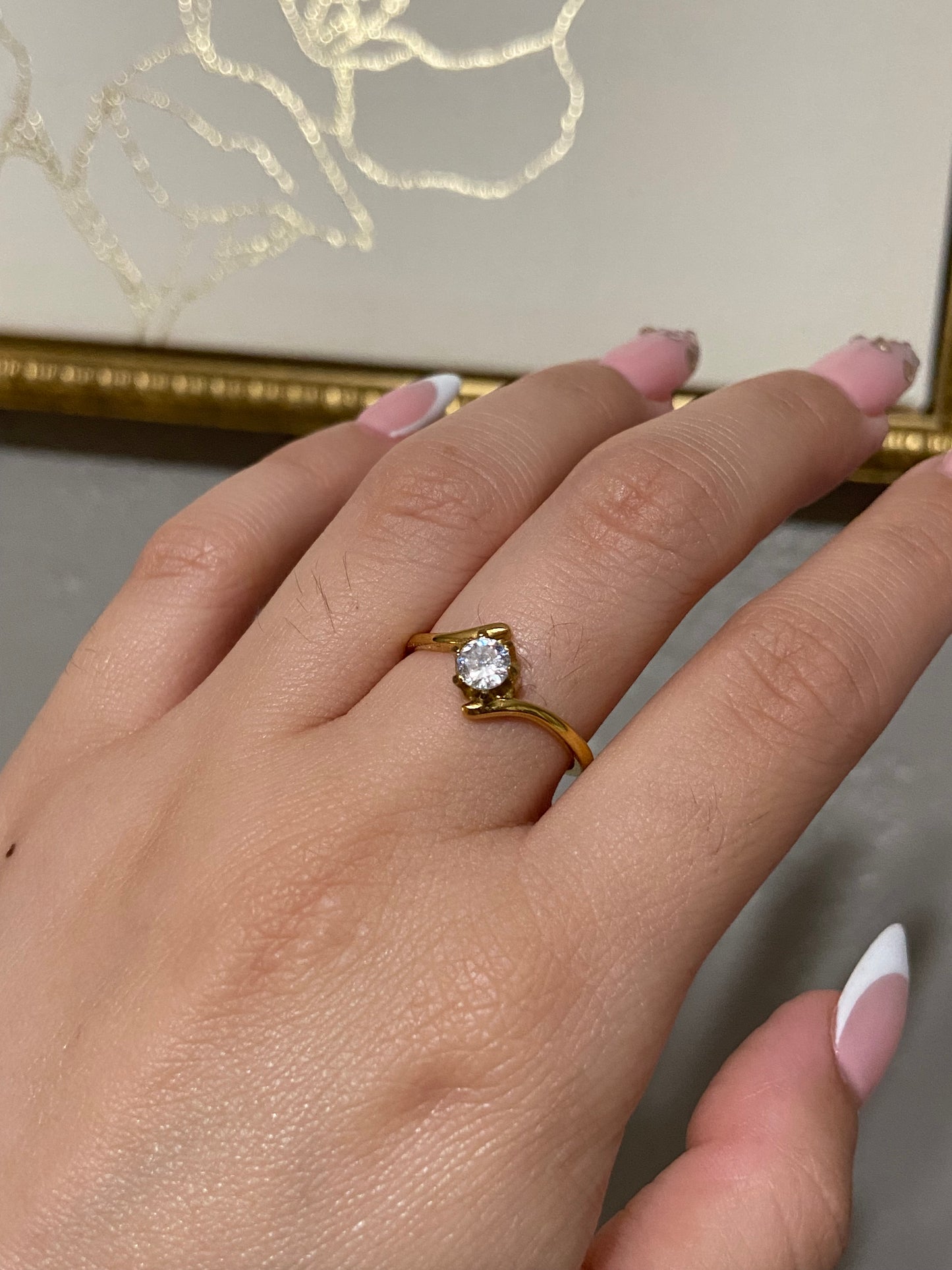 Dainty CZ Stainless Steel Gold Ring