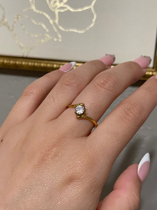 Dainty CZ Stainless Steel Gold Ring
