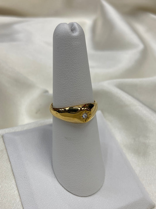 Sparkle CZ Stainless Steel Gold Ring