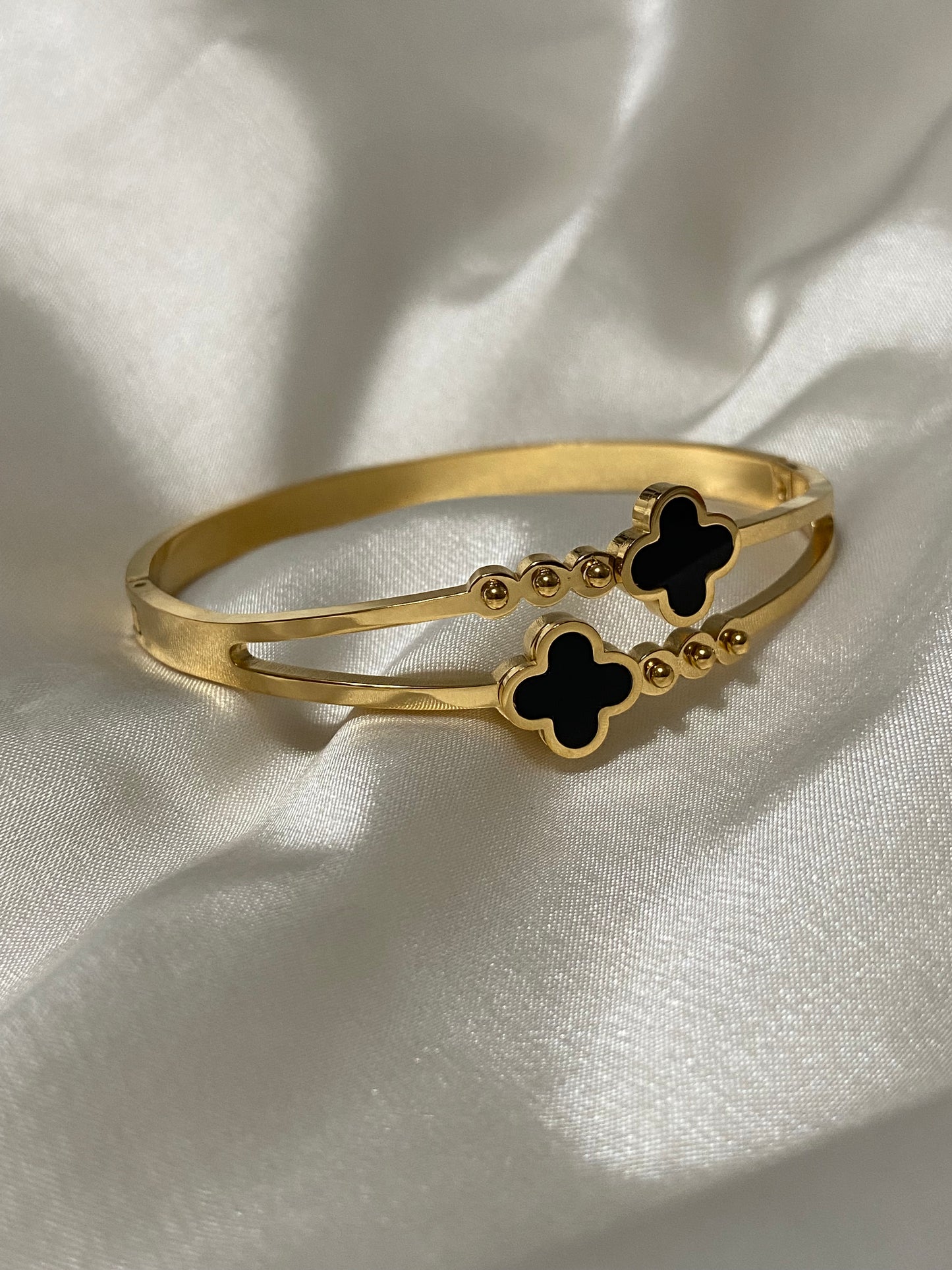 Last Chance -Gold Stainless Steel Clover Bangles