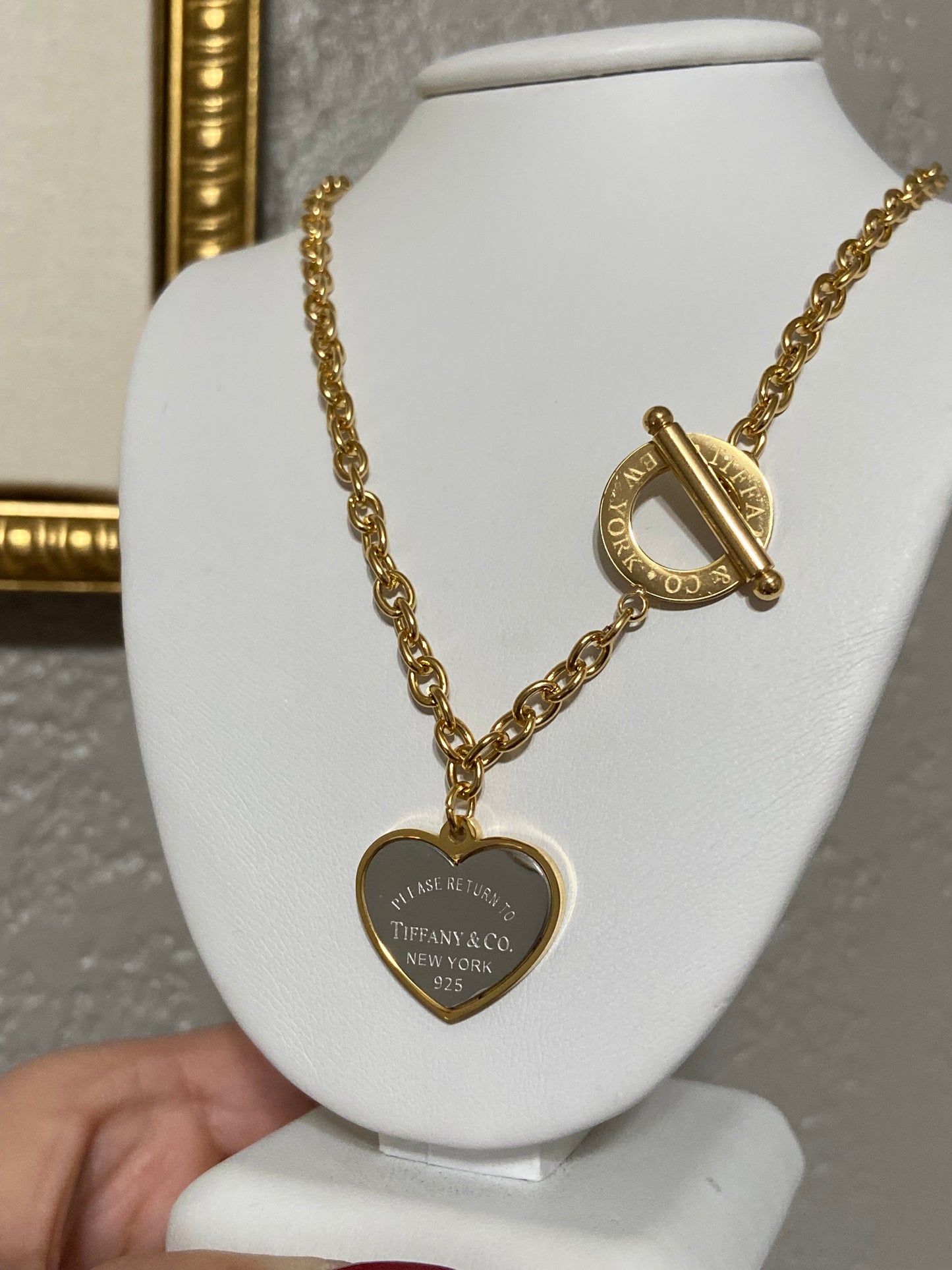 Tiff & Co Heart Stainless Steel Gold Necklace