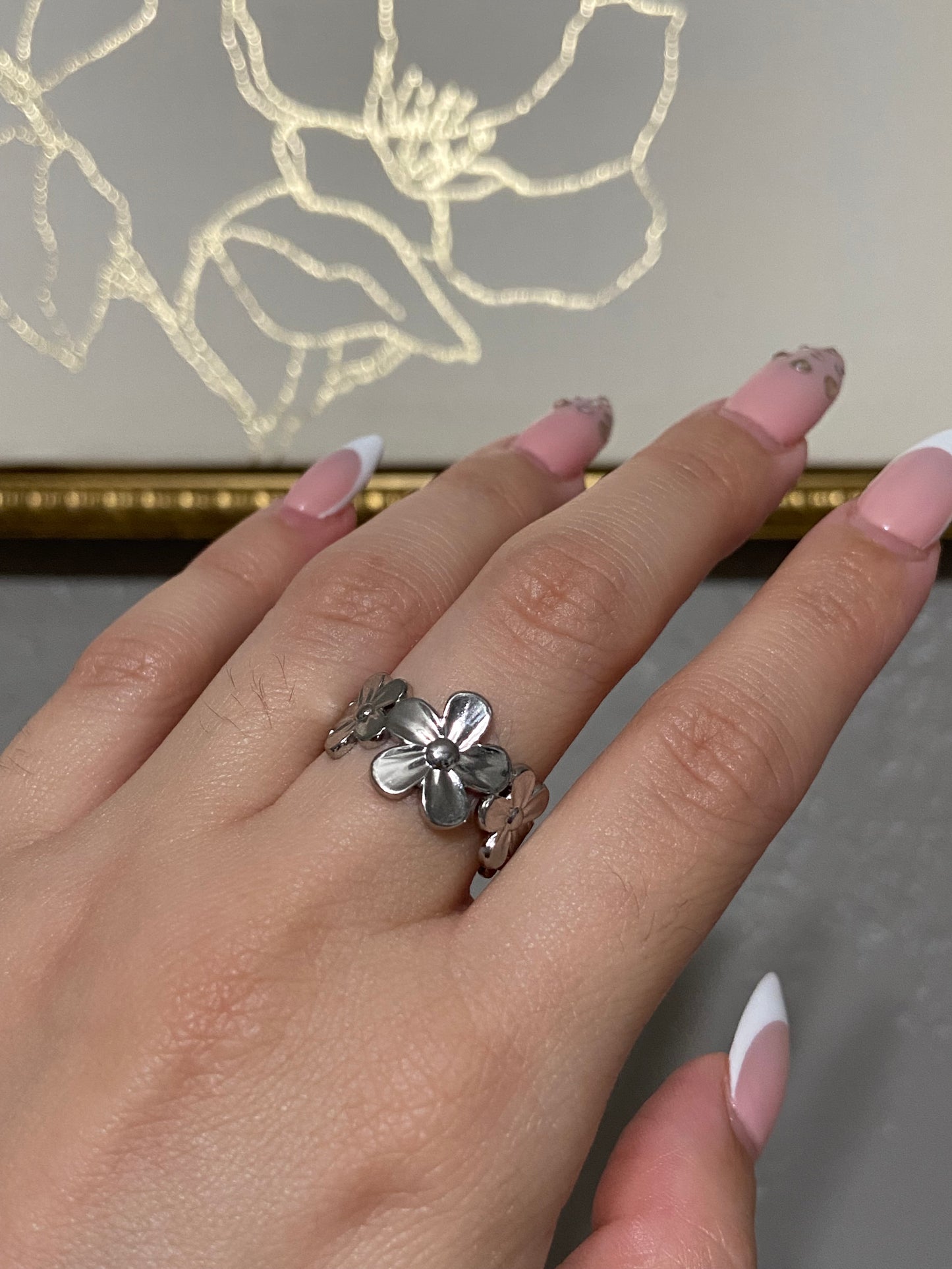 Flowers Stainless Steel Ring