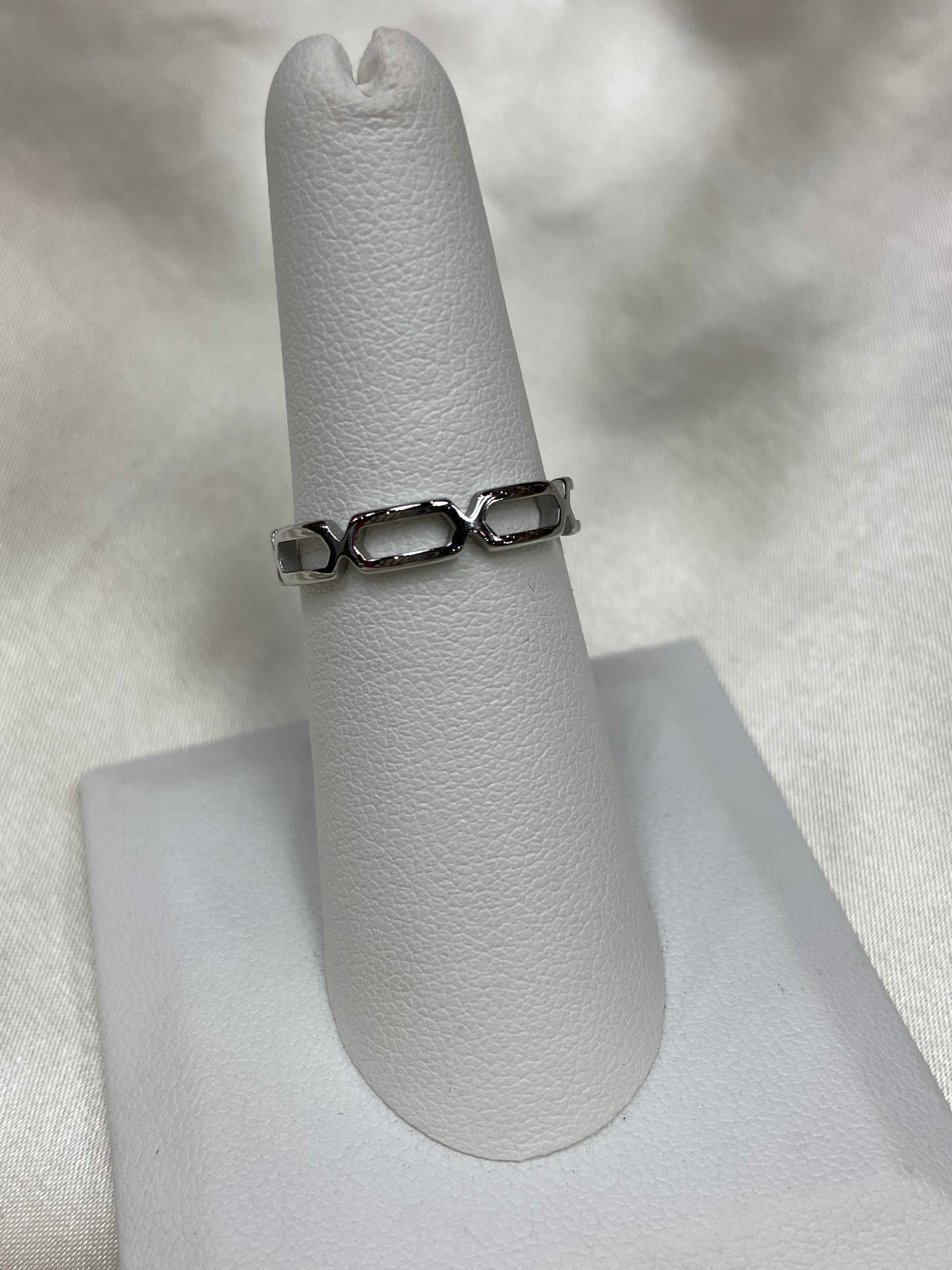 Oval Link Stainless Steel Silver Ring