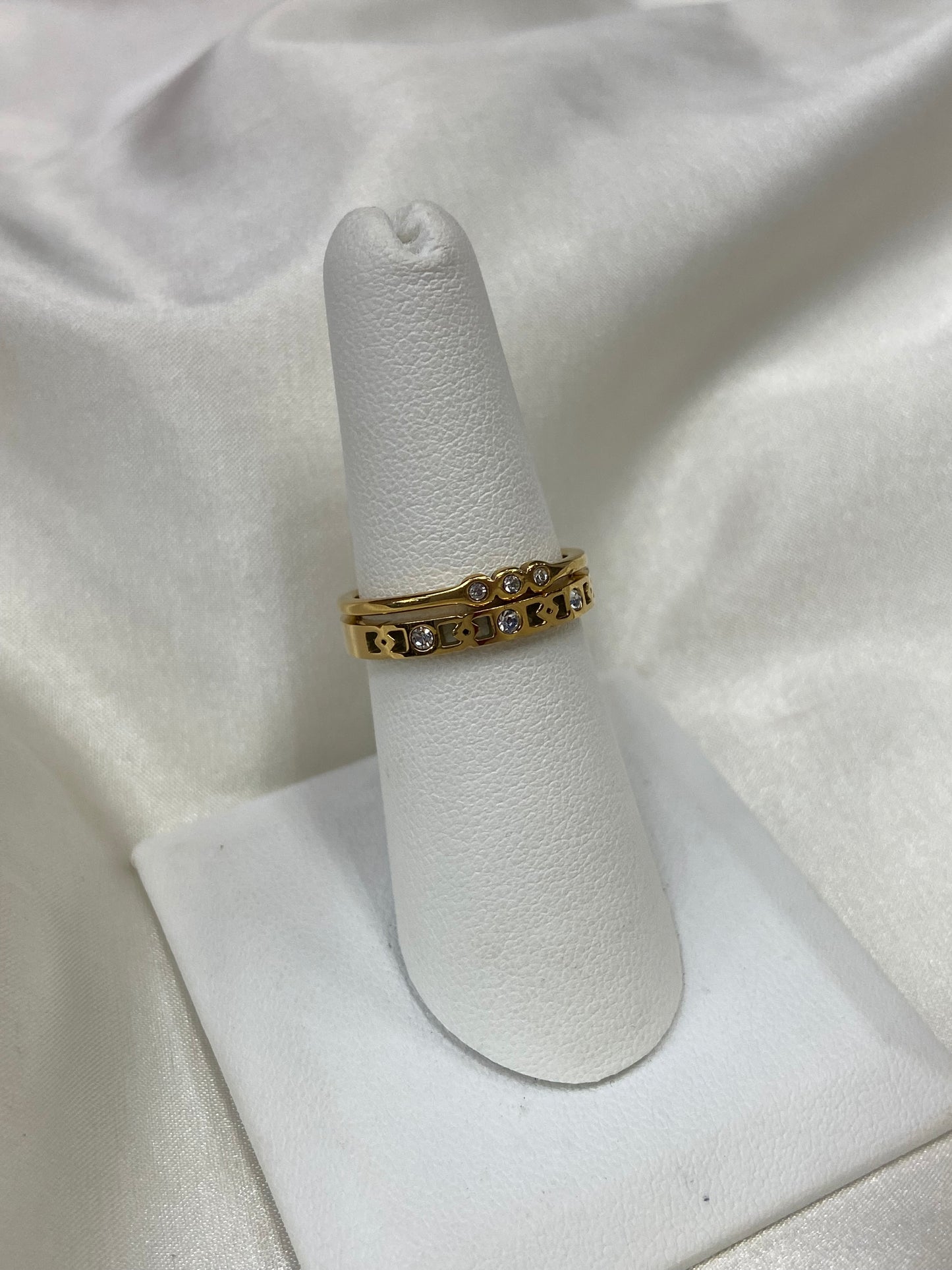 Dainty CZ Layered Stainless Steel Gold Ring