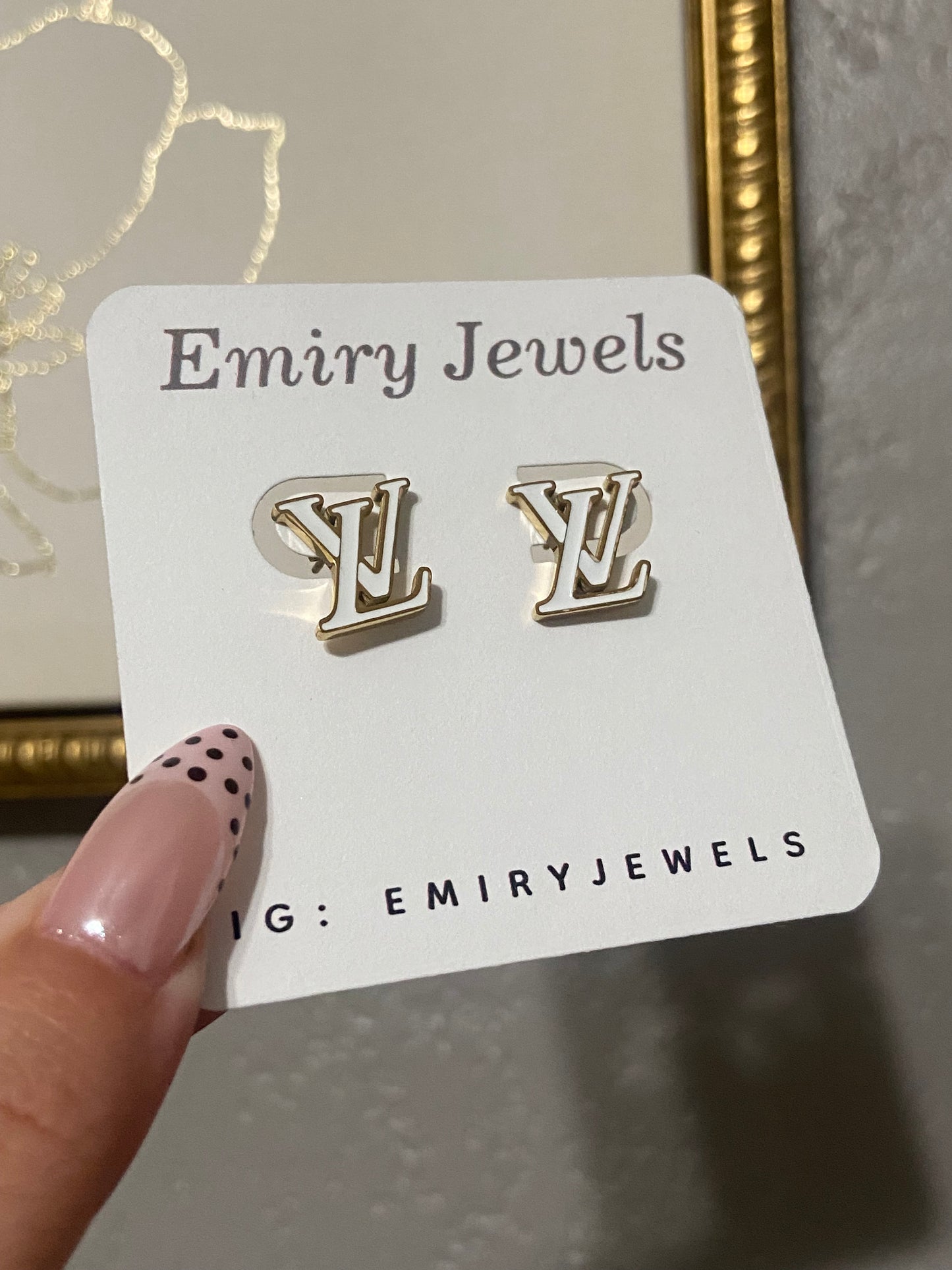 Gold LV Stainless Steel Earrings