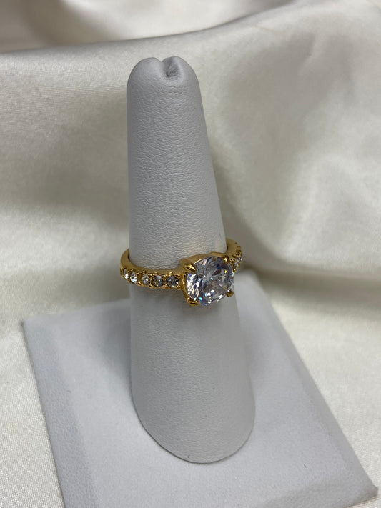 Promise Me CZ Stainless Steel Gold Ring