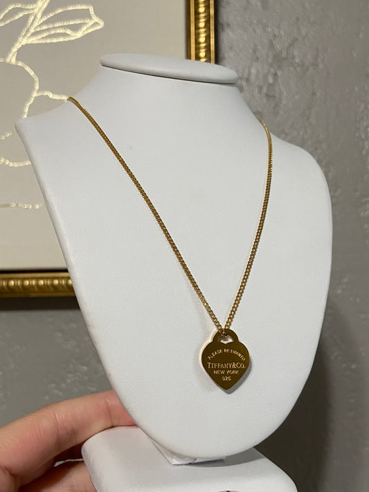 Tiff & Co Stainless Gold Heart Necklace
