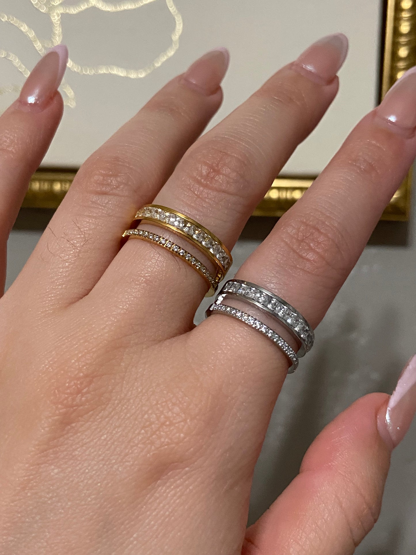 Chunky CZ Layered Stainless Steel Ring