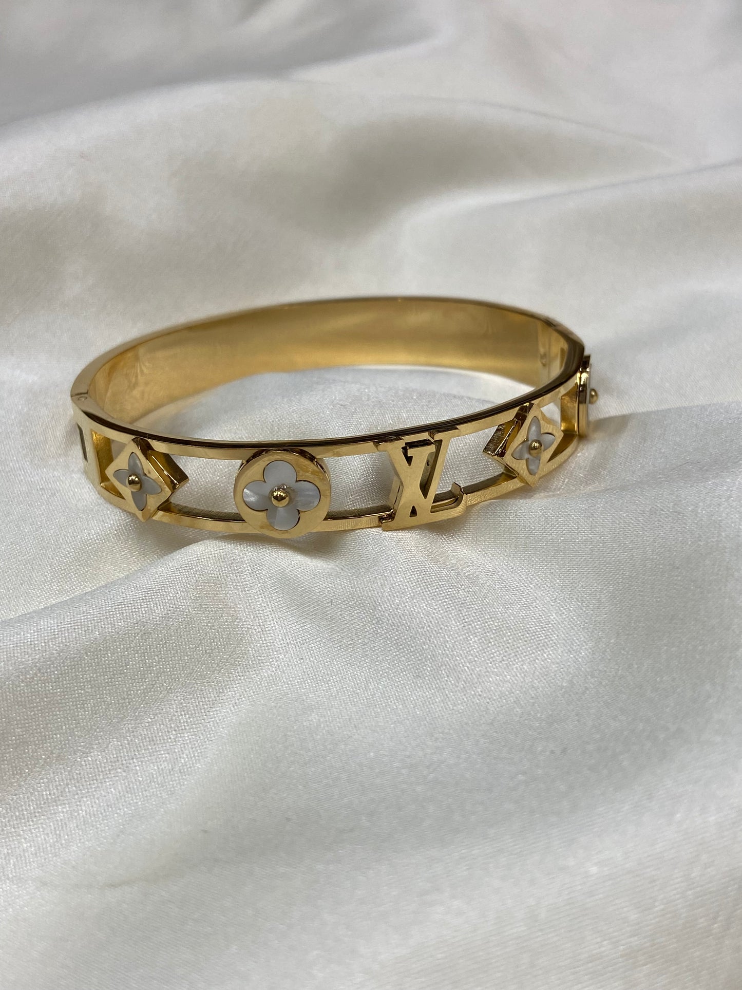 LV Flower Stainless Steel Gold Bangle