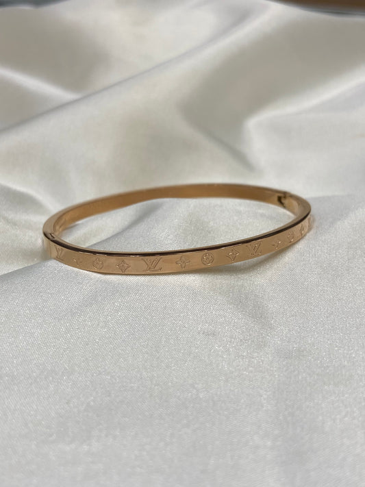 LV Rose Gold Thin Monogram Stainless Steel Bangle