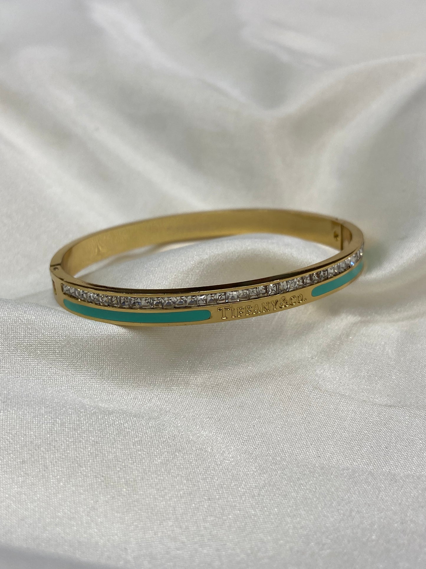 Tiff & Co CZ Stainless Steel Bangle