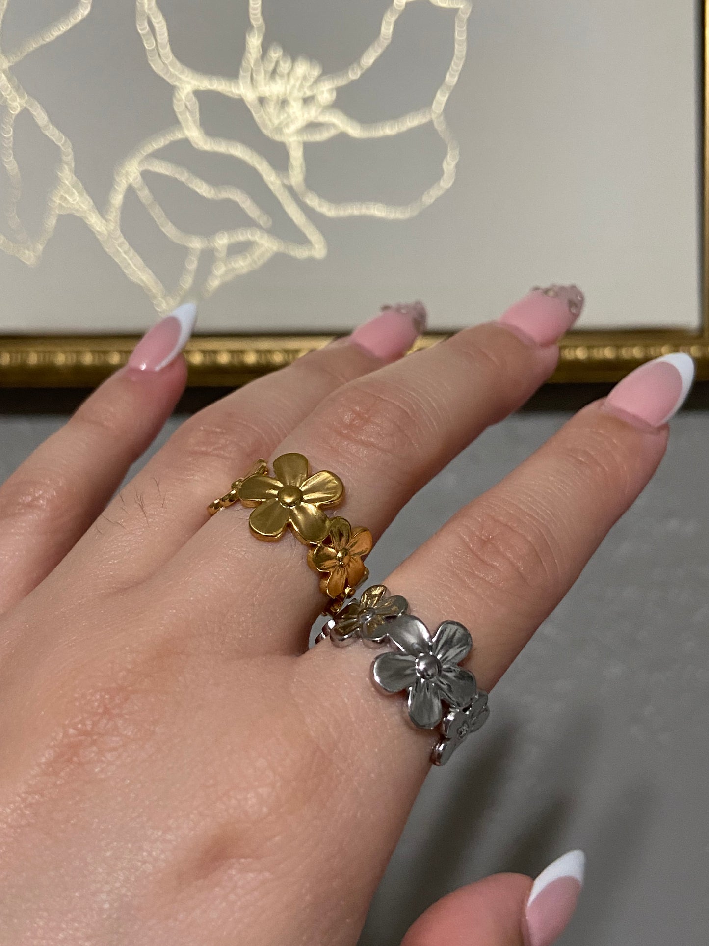 Flowers Stainless Steel Ring