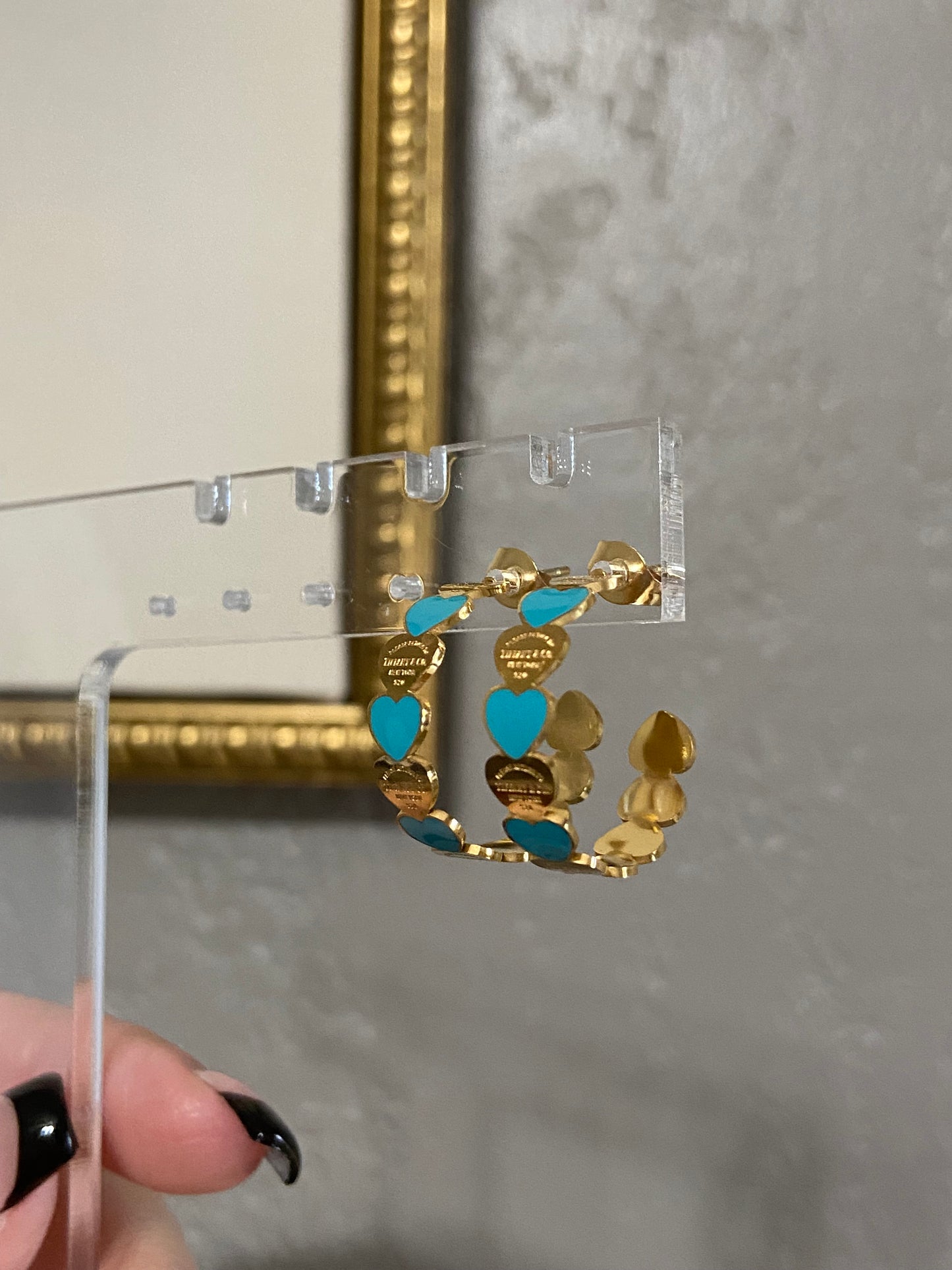 Tiff & Co Stainless Steel Gold Hoops