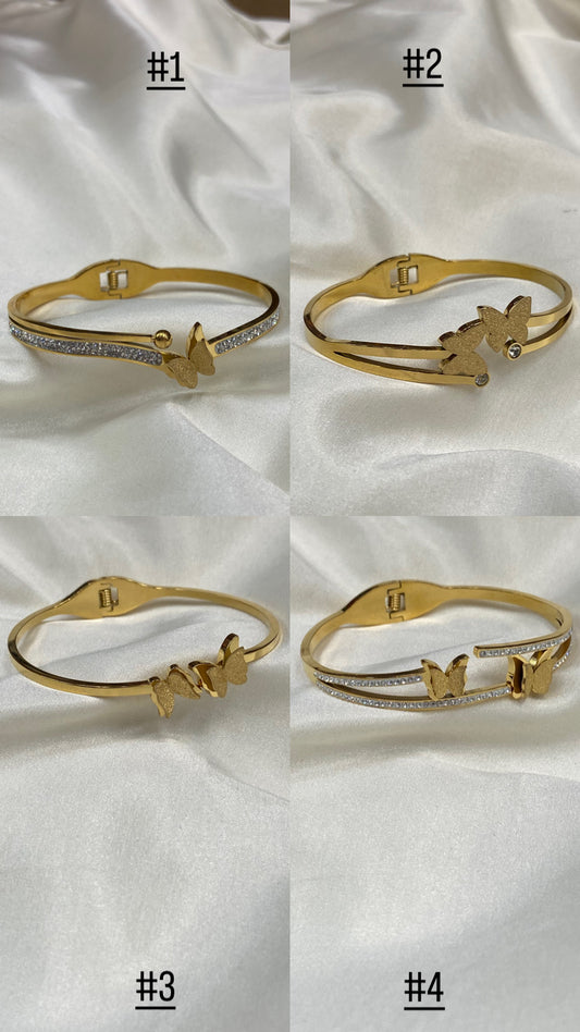 Gold Butterfly CZ Stainless Steel Bracelets
