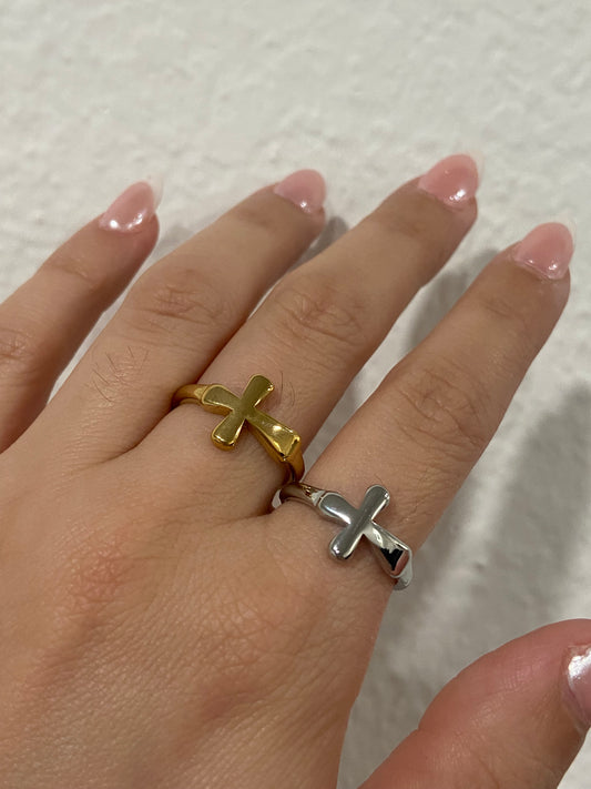 Side Cross Stainless Steel Ring