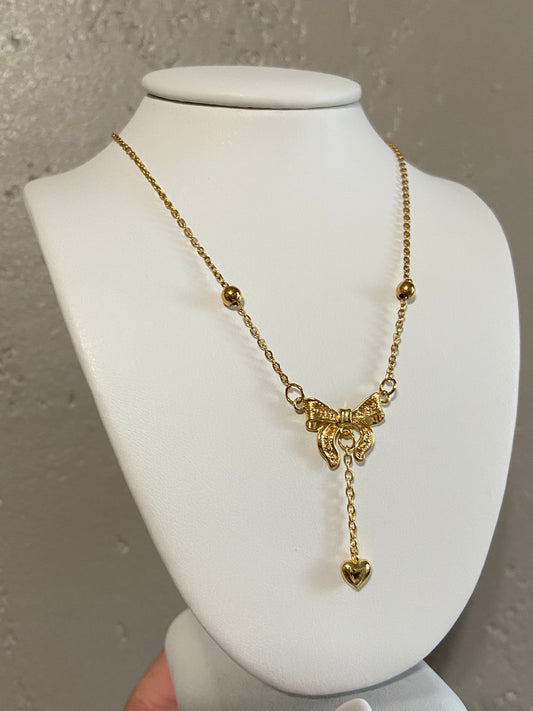 Gold Bow Stainless Steel Necklace