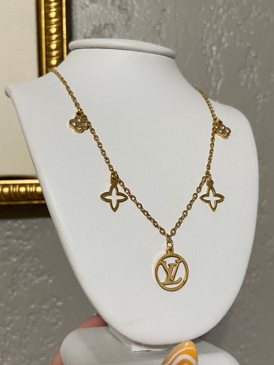 LV Monogram Stainless Steel Gold Necklace