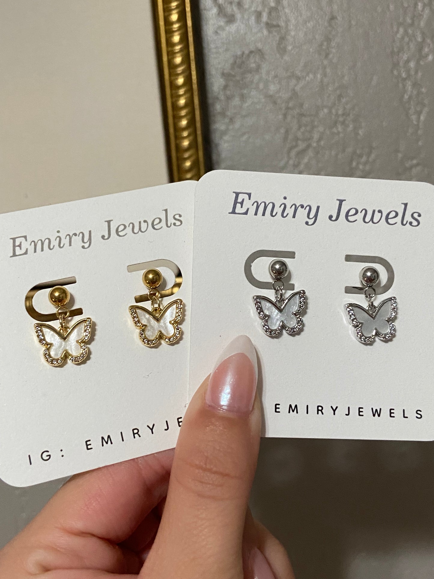 Butterfly CZ Stainless Steel Earrings