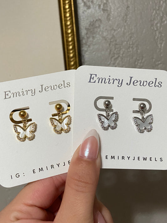Butterfly CZ Stainless Steel Earrings