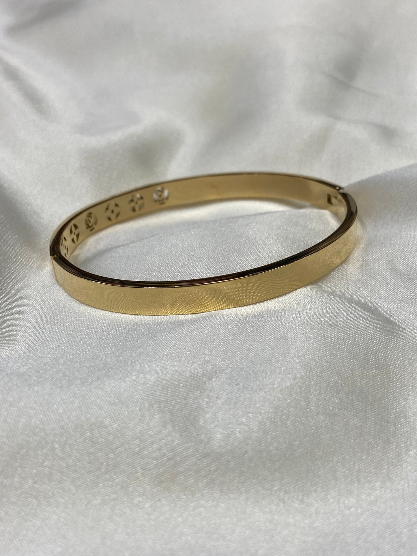 LV White Stainless Steel Gold Bangle