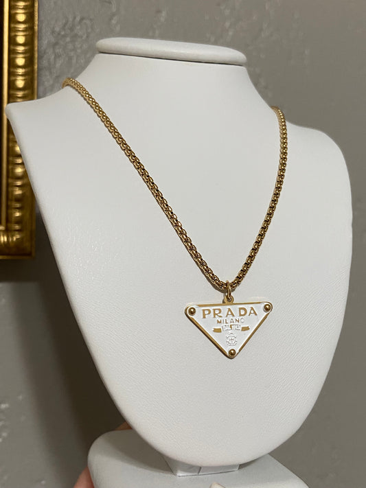 White Prad Stainless Steel Gold Necklace