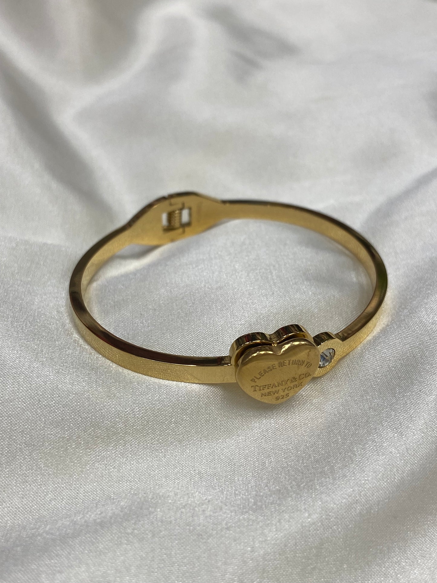 Tiff & Co Gold Heart Stainless Steel Bracelet