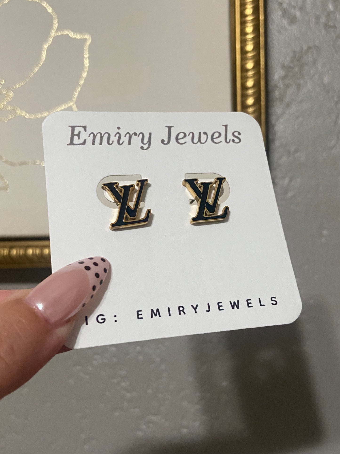 Gold LV Stainless Steel Earrings