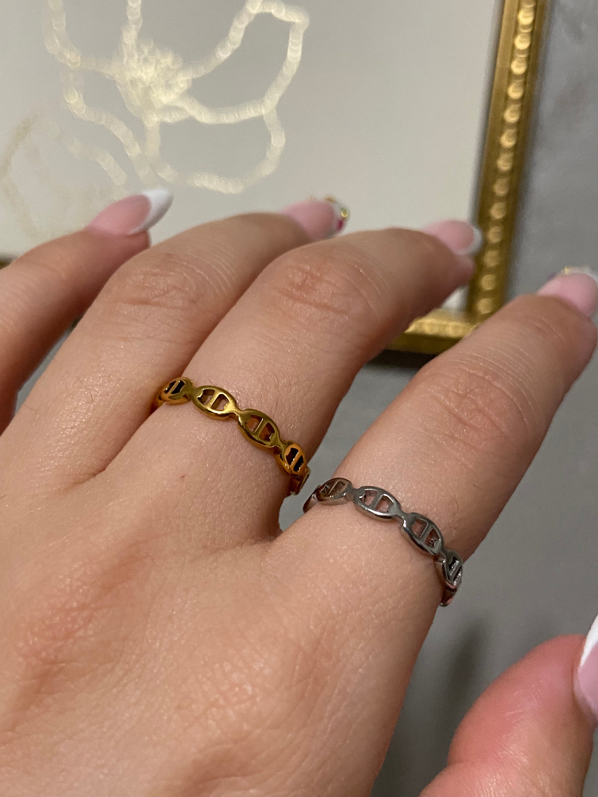 C D Thin Stainless Steel Gold Ring