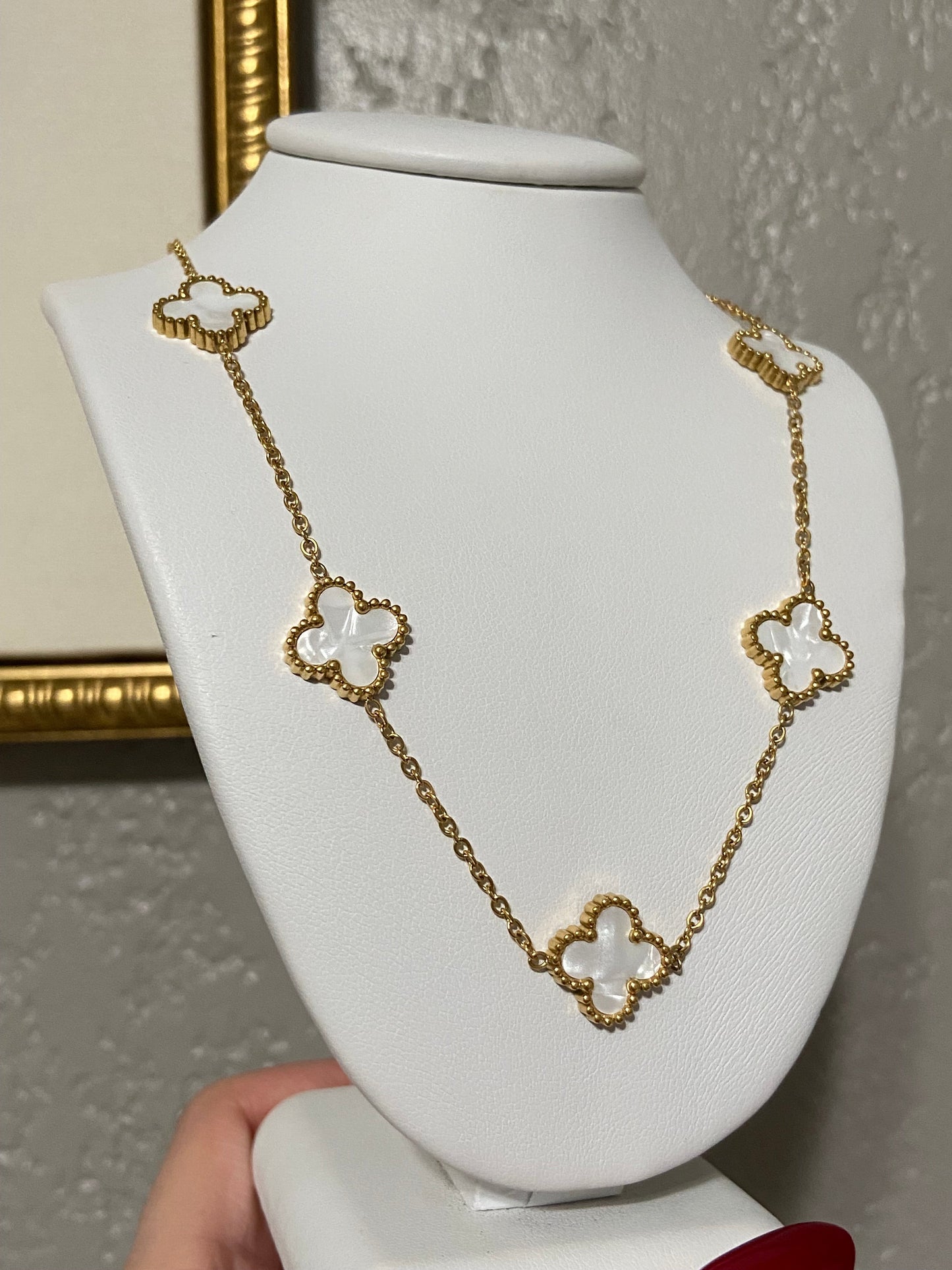 Clovers Stainless Steel Gold Necklace