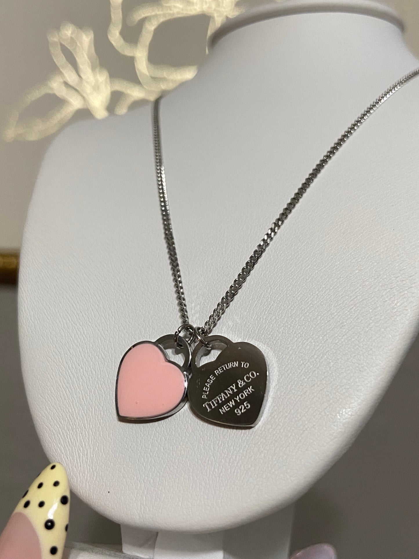 Tiff & Co Hearts Stainless Steel Silver Necklace