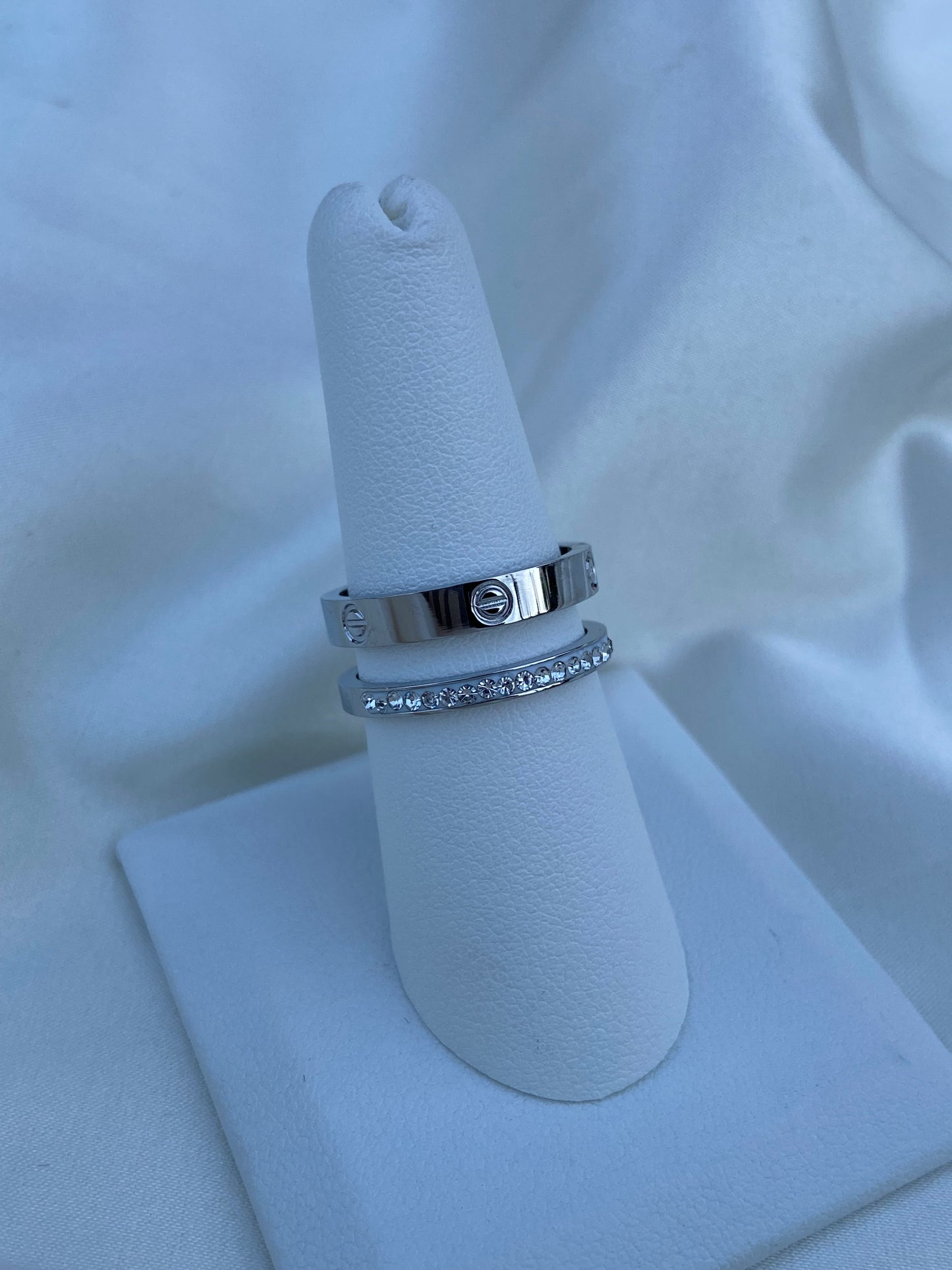 Silver Stainless Steel Carti CZ Ring