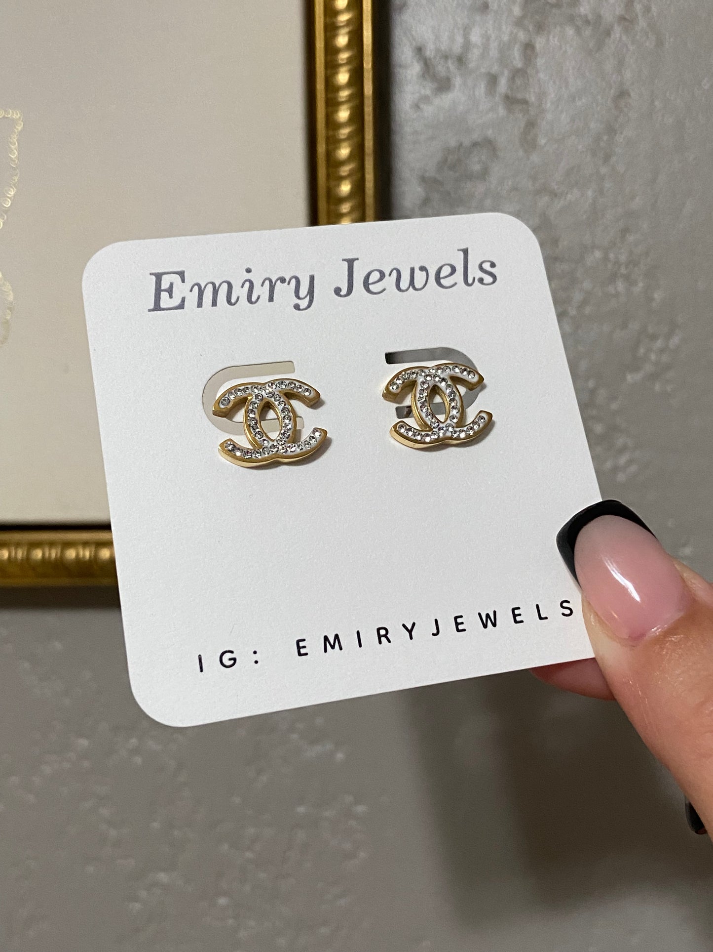 CC CZ Stainless Steel Gold Earrings