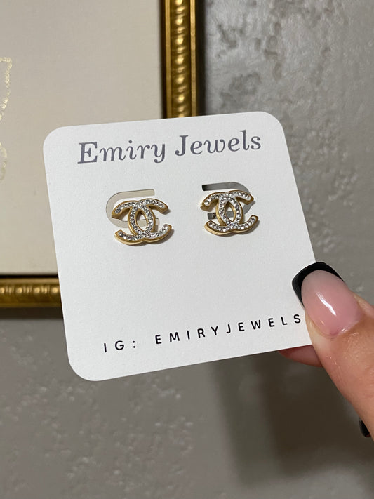 CC CZ Stainless Steel Gold Earrings