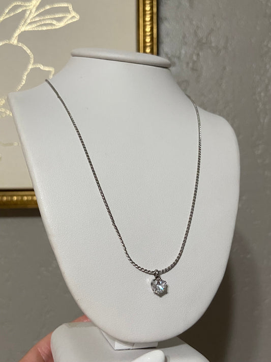 Silver CZ Stainless Steel Necklace