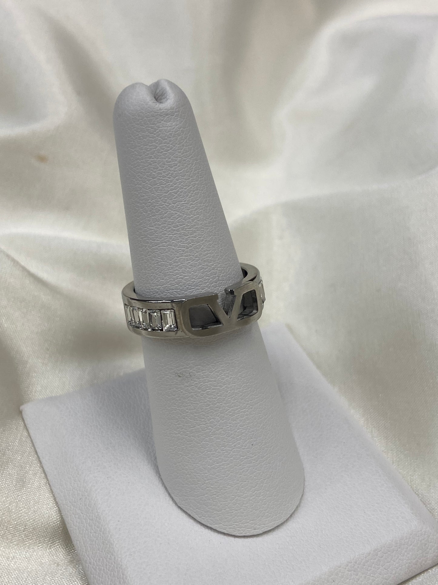 Valentin Silver CZ Stainless Steel Ring
