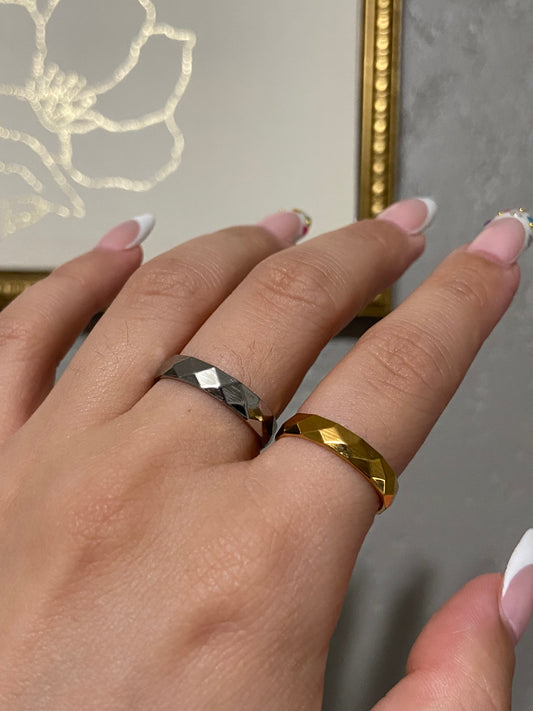 Disco Sparkle Stainless Steel Silver Ring