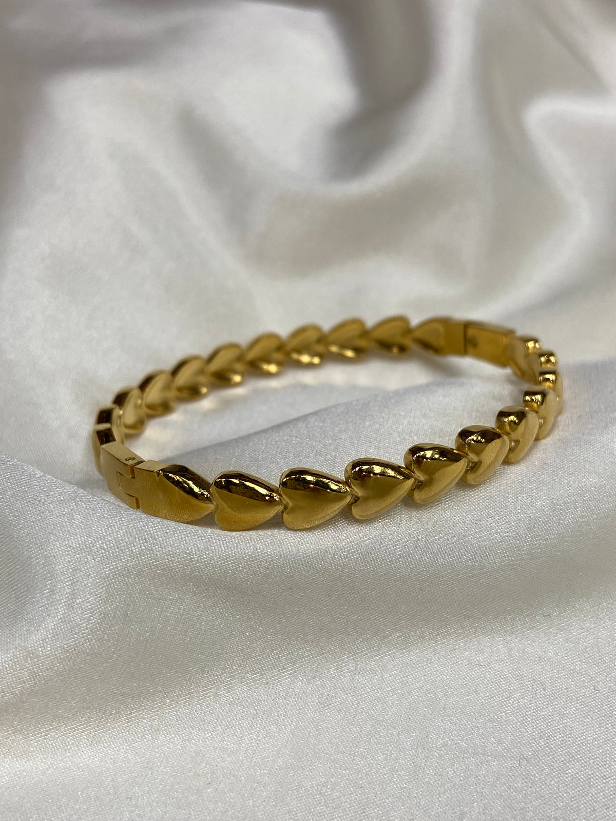 Multi Hearts Stainless Steel Gold Bangle